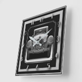 Horloge Carrée Voiture gris Art Déco (Angle)