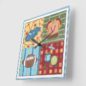 Horloge Carrée Voiture, Jersey, Football et Kit Drum (Angle)