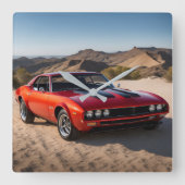 Horloge Carrée voiture sport dans le désert (Recto)