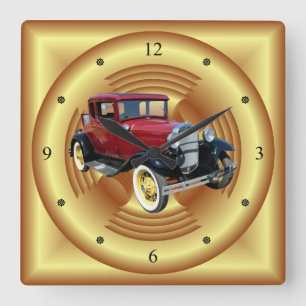 Horloge Carrée Voiture Vintage ~ Modèle A 1928-29 Coupe ~