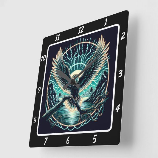 Horloge Carrée Vol en ciel d'aigle (Angle)