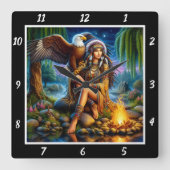 Horloge Carrée Vol natif : La ruée de Talons River d'Eagle (Recto)