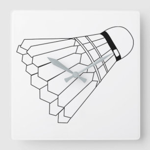 Horloge Carrée Volant de badminton