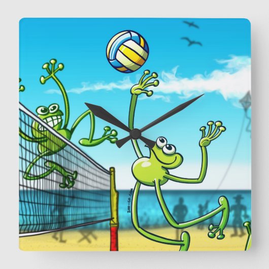 Horloge Carrée Volley-ball Frog (Recto)