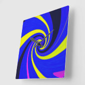 Horloge Carrée Vortex bleu (Angle)