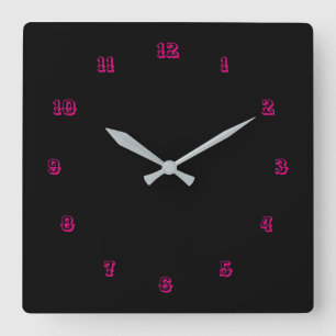 Horloge Carrée Vos couleurs numéros police texte personnalisés