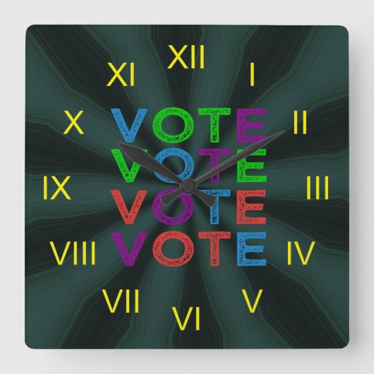Horloge Carrée VOTE multicolore (Recto)