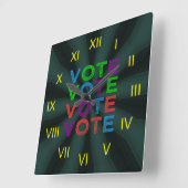 Horloge Carrée VOTE multicolore (Angle)