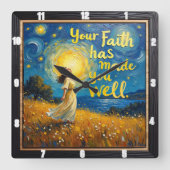 Horloge Carrée Votre foi vous a bien fait (Recto)