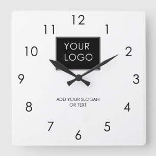 Horloge Carrée Votre logo ici Entreprise Entreprise Blanc