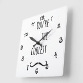 Horloge Carrée Votre Moustache la plus froide (Angle)