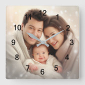 Horloge Carrée Votre mur photo de famille préférée (Recto)