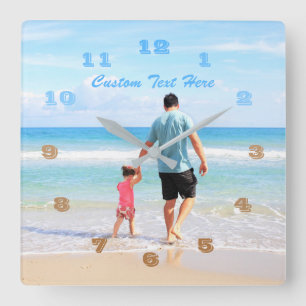 Horloge Carrée Votre propre design Photo Texte Police Nom Le meil