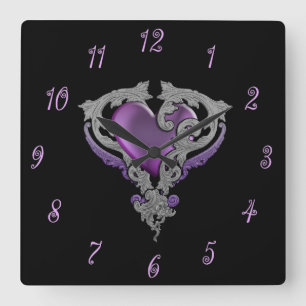 Horloge Carrée Vous Avez Mon Coeur Violet