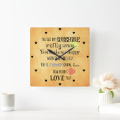 Horloge Carrée Vous êtes ma Sunshine Word Art Typographie (Maison)