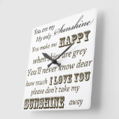 Horloge Carrée Vous Êtes Mon Soleil (Angle)