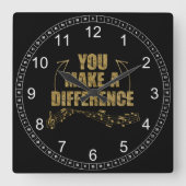Horloge Carrée Vous faites une différence musiciens (Recto)