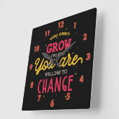 Horloge Carrée Vous ne pouvez pas grandir à moins que vous ne soy (Angle)