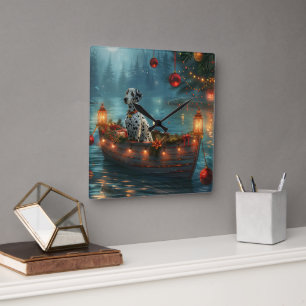 Horloge Carrée Voyage festif de Noël dalmate