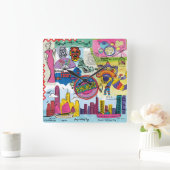 Horloge Carrée Voyage mondial - Hong Kong (Maison)