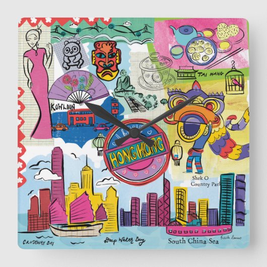 Horloge Carrée Voyage mondial - Hong Kong (Recto)