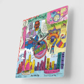 Horloge Carrée Voyage mondial - Hong Kong (Angle)