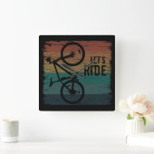 Horloge Carrée VTT Descente - Vélo Tout Terrain Vintage (Maison)