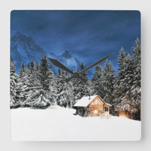 Horloge Carrée Vue de la montagne du Cabine du journal