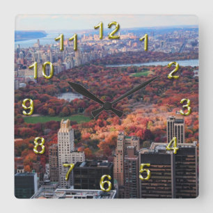 Horloge Carrée Vue d'en haut : Automne à Central Park 01