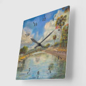 Horloge Carrée Vue du pont piétonnier du lac (Angle)