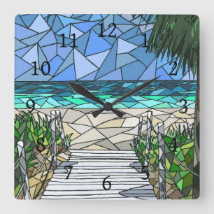 Horloge Carrée Vue mer mosaïque 288