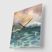 Horloge Carrée Vue mer vague 264 (Angle)