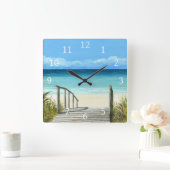 Horloge Carrée Vue sur la mer 147 plage sur l'océan (Maison)