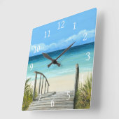 Horloge Carrée Vue sur la mer 147 plage sur l'océan (Angle)