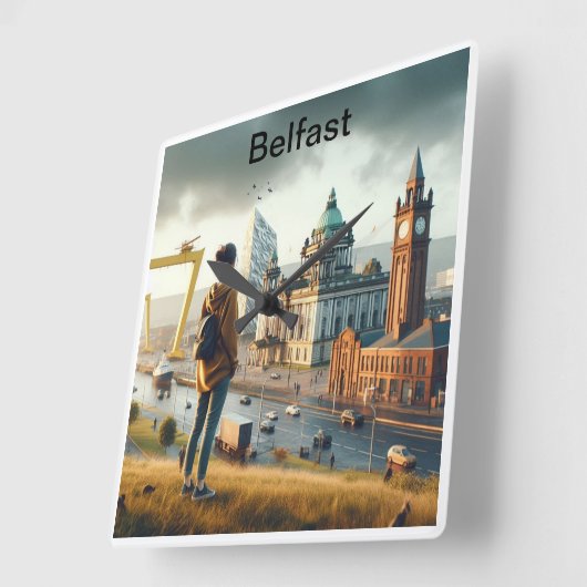 Horloge Carrée Vue sur l'horloge Belfast (Angle)