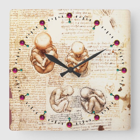 Horloge Carrée Vues d'un foetus dans l'utérus, Ob-Gyn Médicale (Recto)