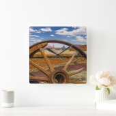 Horloge Carrée Wagon wheel close up (Maison)