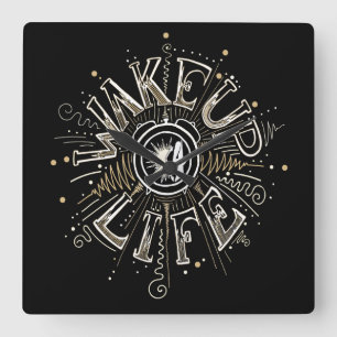 Horloge Carrée WAKE UP 4 LIFE quota illustration