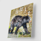 Horloge Carrée Walking Black Bear Faune Photo Art (Angle)