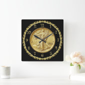 Horloge Carrée Walking Liberty Centennial Gold Coin Image ~ (Maison)