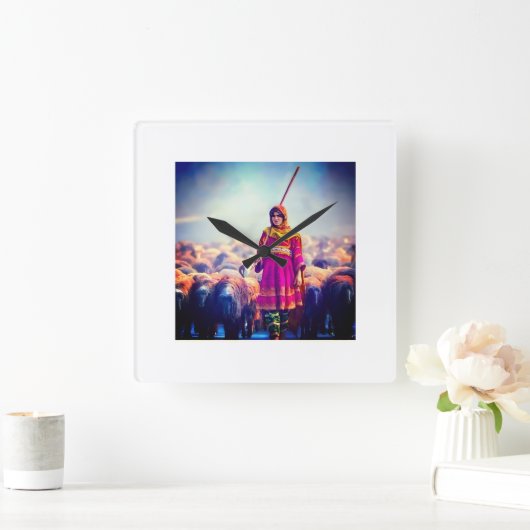 Horloge Carrée wall clock Afghan design (Maison)