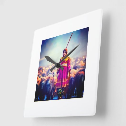 Horloge Carrée wall clock Afghan design (Angle)