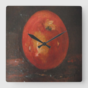 Horloge Carrée Wall Clock Ann Hayes Painting Apple
