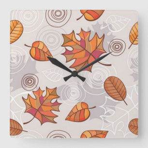 Horloge Carrée Wall Clock Autumn Leaves