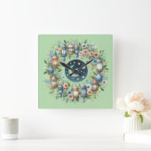 Horloge Carrée Wall Clock-Eid Mubarak Wreath Wall Clock (Maison)