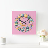 Horloge Carrée Wall Clock-Eid Mubarak Wreath Wall Clock (Maison)