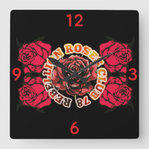 Horloge Carrée Wall Clock RebellionRosesClub78