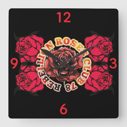 Horloge Carrée Wall Clock RebellionRosesClub78  (Recto)