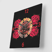 Horloge Carrée Wall Clock RebellionRosesClub78  (Angle)