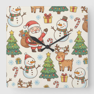 Horloge Carrée Wall Clock santa 